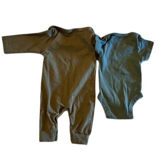 Newborn 2-Piece Bundle — Olive Green Graphics (Gerber + Boutique Romper) - Picture 2 of 4